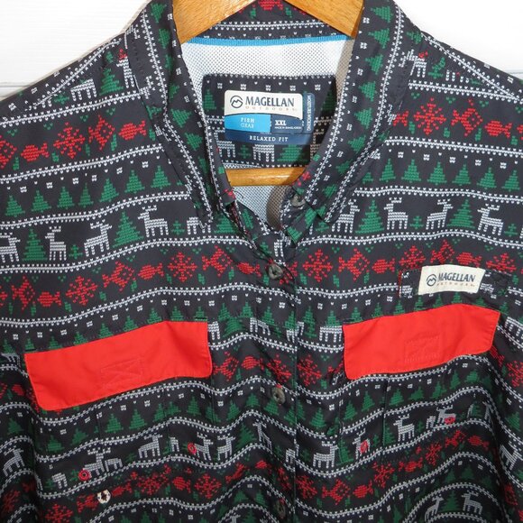 Magellan Fish Gear Shirt Button Up L/S Women XXL Christmas Fair Isle Relaxed Fit - Picture 3 of 6